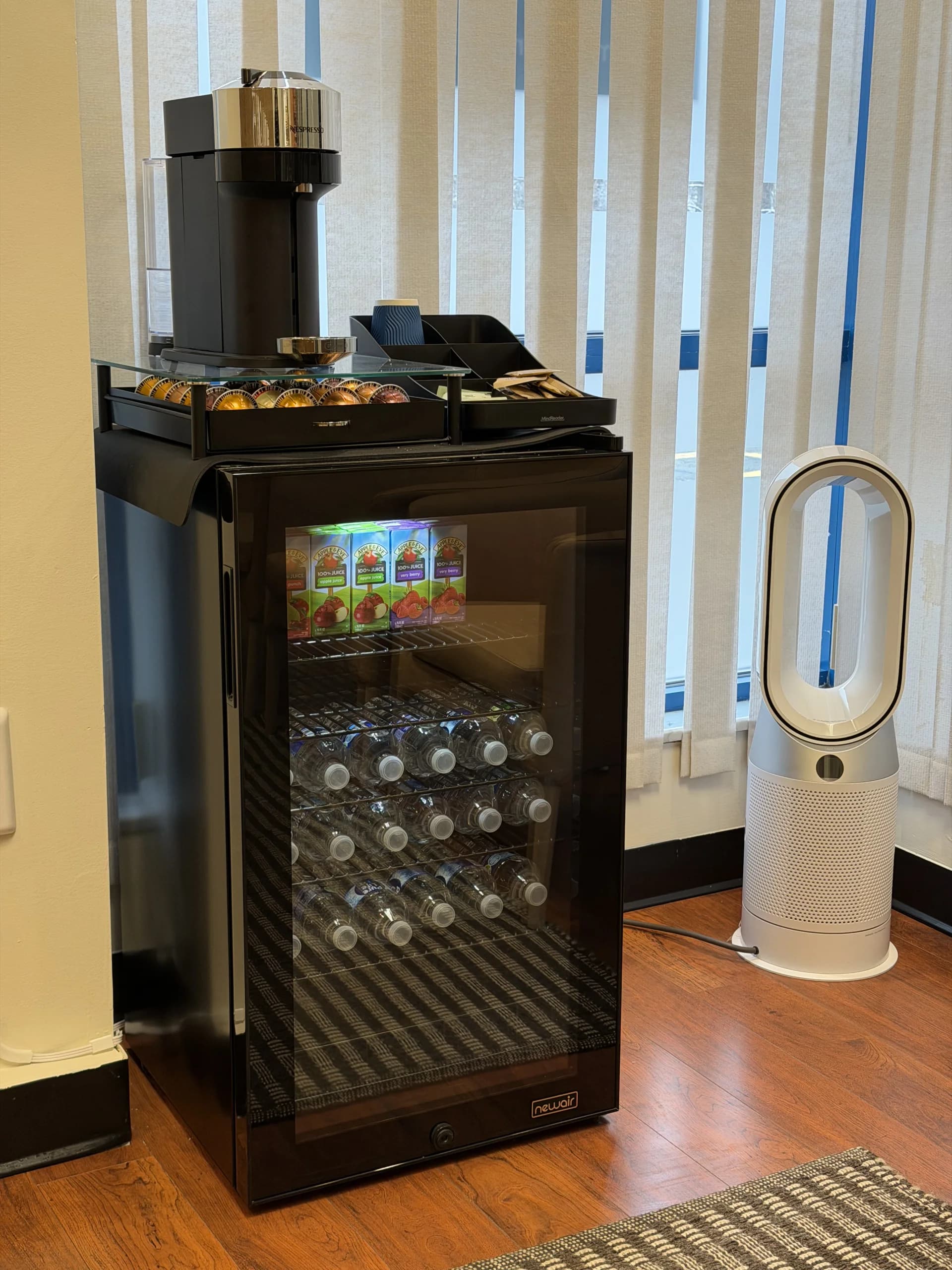 Complimentary espresso and beverage station for patient comfort at Innova Smiles, Marlborough MA