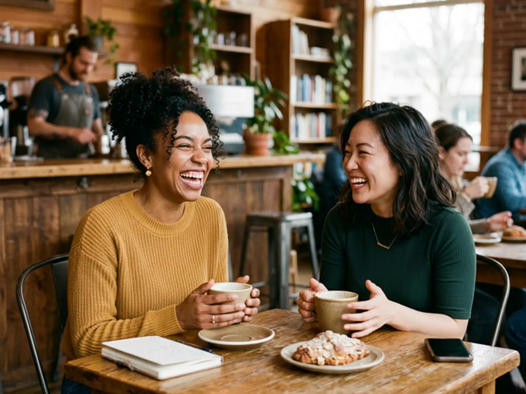 Friends laughing and socializing after cosmetic dentistry treatment at Innova Smiles in Marlborough, MA