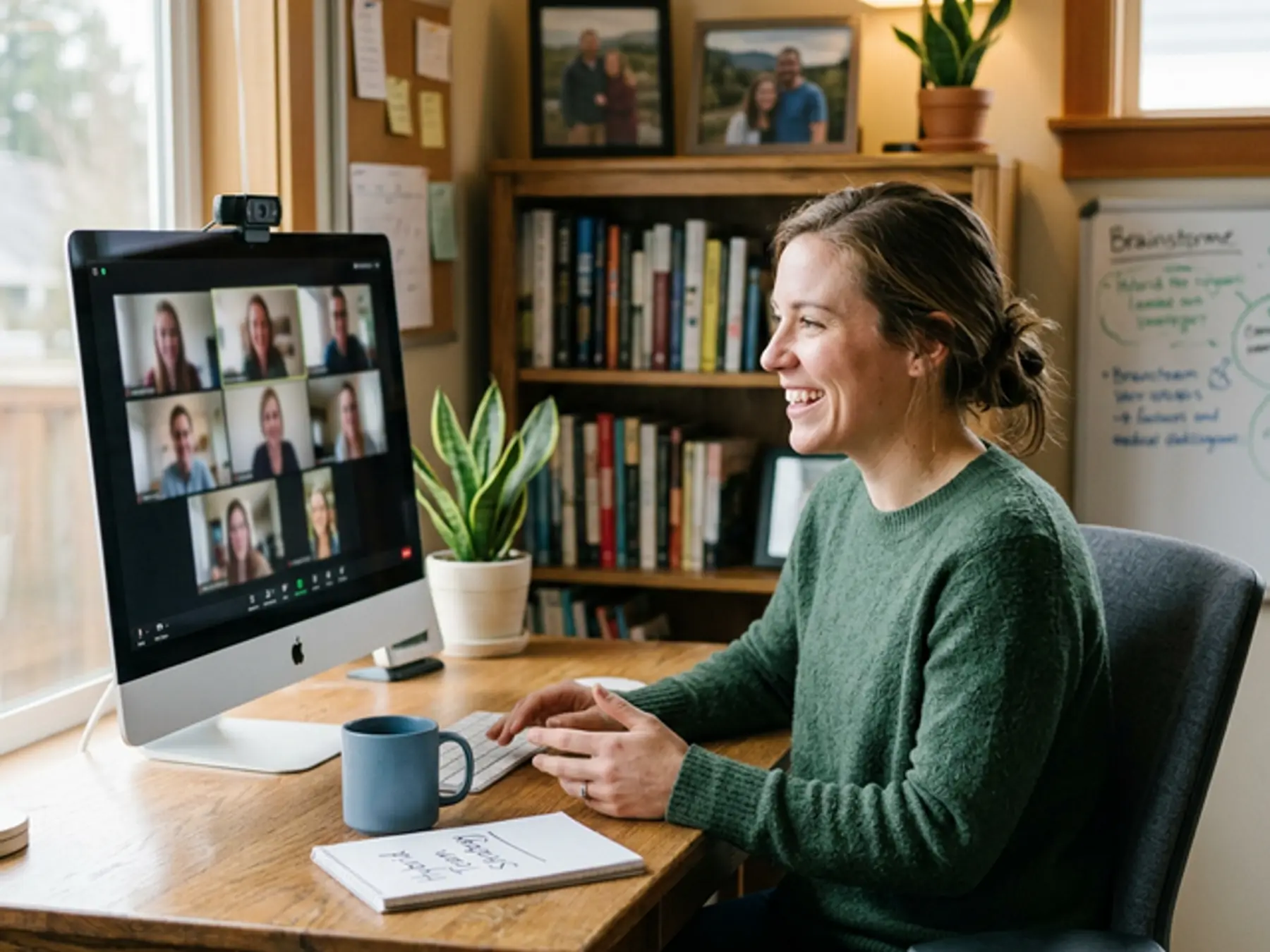 Professional smiling during a business meeting while in Invisalign treatment at Innova Smiles in Marlborough, MA