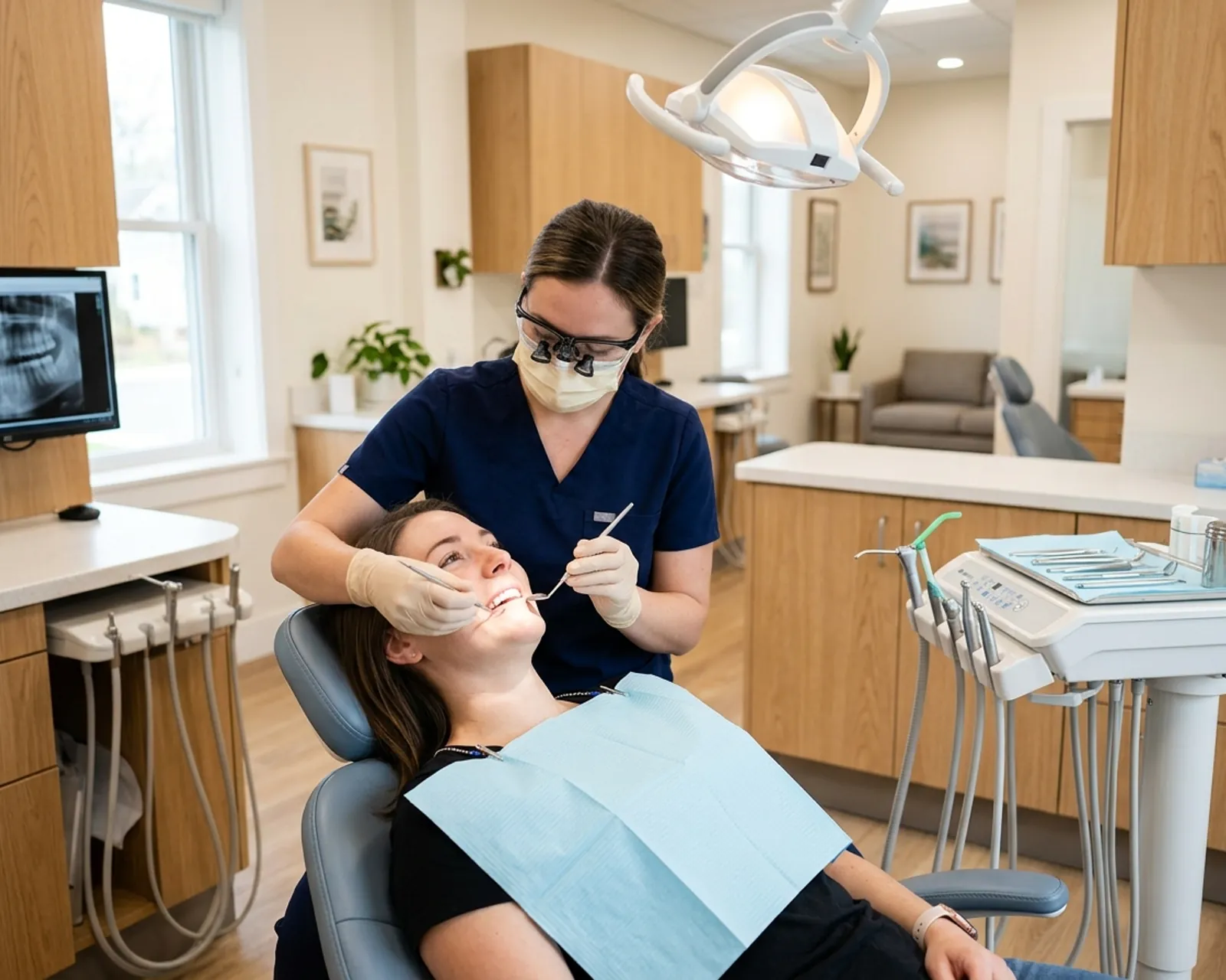 Person smiling during a preventive dental cleaning