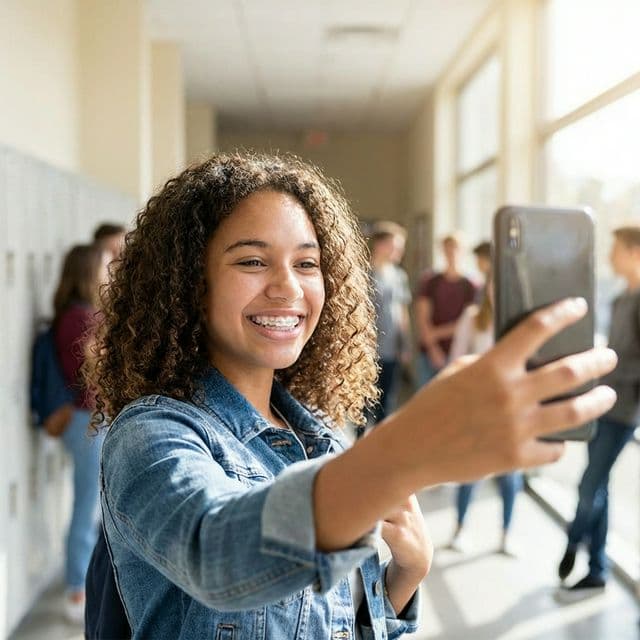 Teenager smiling confidently with discreet Invisalign Teen aligners