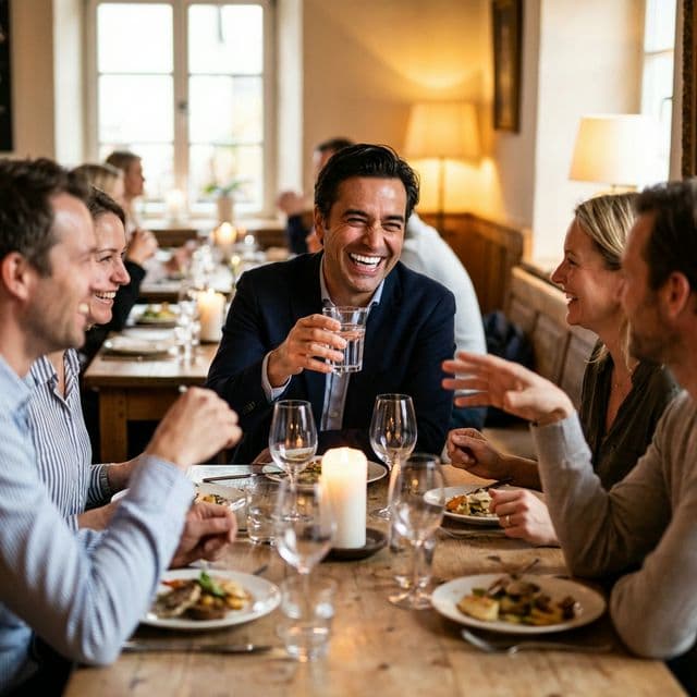 Friends laughing together after cosmetic veneer smile makeover in Marlborough, MA
